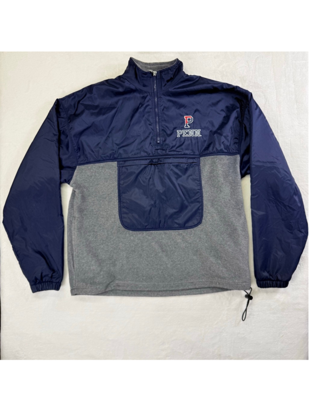 Men's Champion Vintage Navy Gray Penn State Quarter-Zip Fleece Large